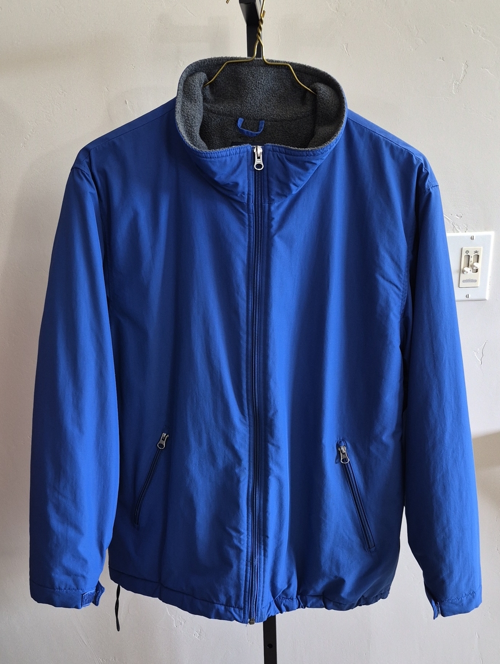 VTG 90s Lands End Cobalt Blue Fleece Lined Squall Jacket Women's L 14-16